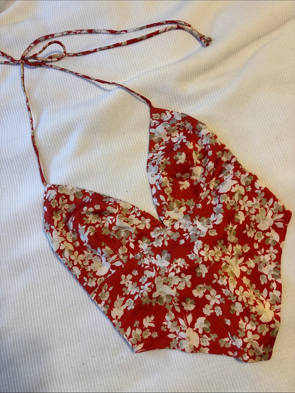 VRG GRL | Red Floral Halter Crop Top
